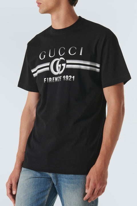 T-shirt GUCCI stampa Firenze 1921 large fit nera