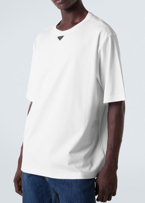 T-shirt PRADA con placca oversize logo bianca