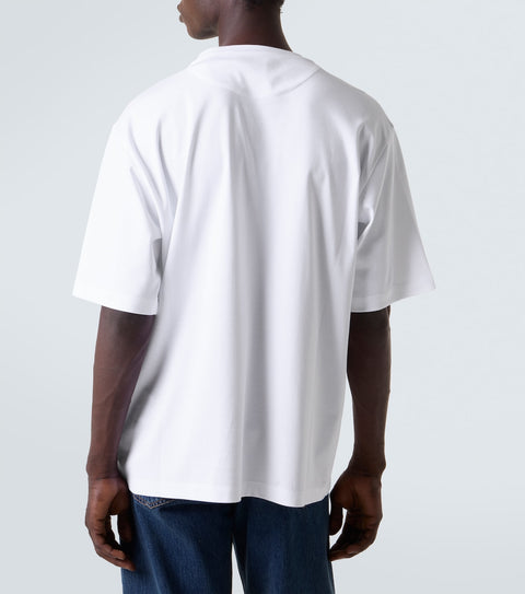 T-shirt PRADA con placca oversize logo bianca