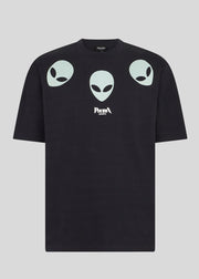 T-shirt PHOBIA nera stampa Alien fosforescente