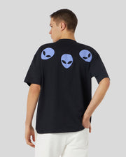 T-shirt PHOBIA nera stampa Alien viola