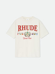 T-shirt RHUDE stampa bay of angel oversize bianca vintage