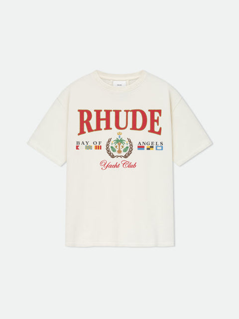 T-shirt RHUDE stampa bay of angel oversize bianca vintage