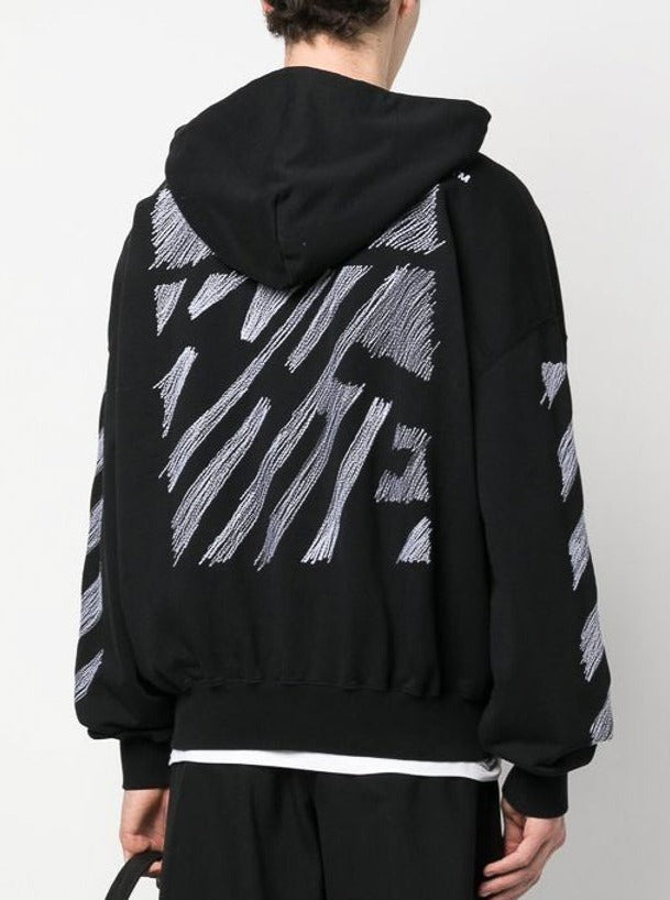 Bluza z kapturem OFF-WHITE Scribble Diag oversize czarna