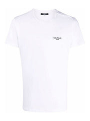 T-shirt BALMAIN logo floccato bianca