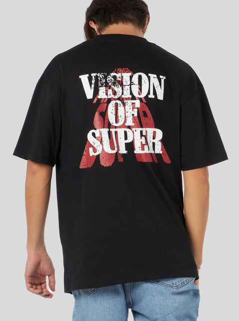 T-shirt VISION OF SUPER con stampa slogan nera