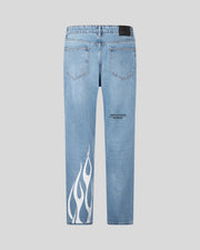 Jeans VISION OF SUPER denim blue con stampa fiamme e logo