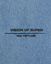 Jeans VISION OF SUPER denim blue con stampa fiamme e logo