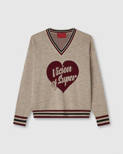 Maglione VISION OF SUPER college cuore rosso sabbia