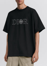 T-shirt CHRISTIAN DIOR & STONE ISLAND oversize fit logo ricamo nera