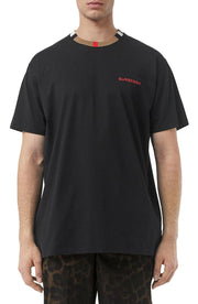 T-shirt BURBERRY logo colletto Check nera