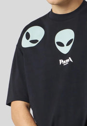 T-shirt PHOBIA nera stampa Alien fosforescente