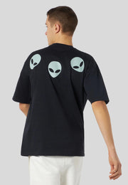 T-shirt PHOBIA nera stampa Alien fosforescente