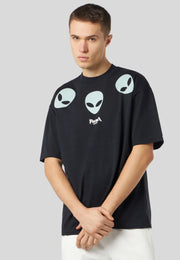 T-shirt PHOBIA nera stampa Alien fosforescente