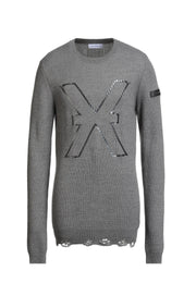 Maglione RICHMOND X sweater a costine stampa logo grigio melange