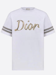 T-shirt CHRISTIAN DIOR relaxed fit logo Ribbon ricamo bianca