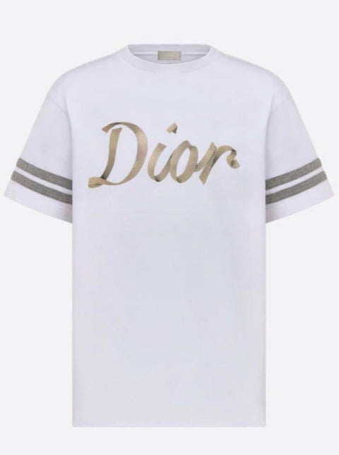 T-shirt CHRISTIAN DIOR relaxed fit logo Ribbon ricamo bianca