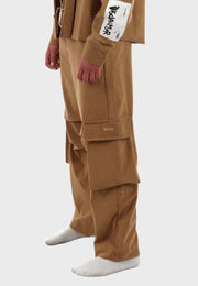 Pantalone DISCLAIMER cargo in gabardine a costine cammello