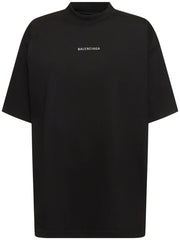 T-shirt unisex BALENCIAGA back logo riflettente large fit nera