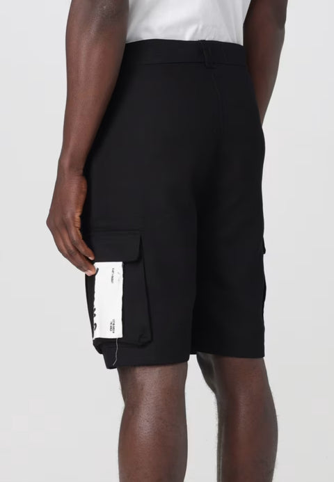 Bermuda DISCLAIMER cargo in cotone nero