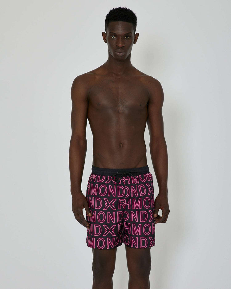 Costume JOHN RICHMOND swimboxer stampa logo all over nero/neon