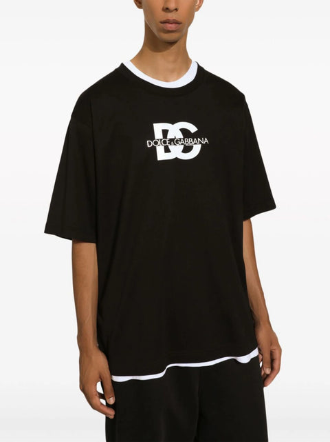 T-shirt DOLCE & GABBANA con stampa logo DG oversize nera