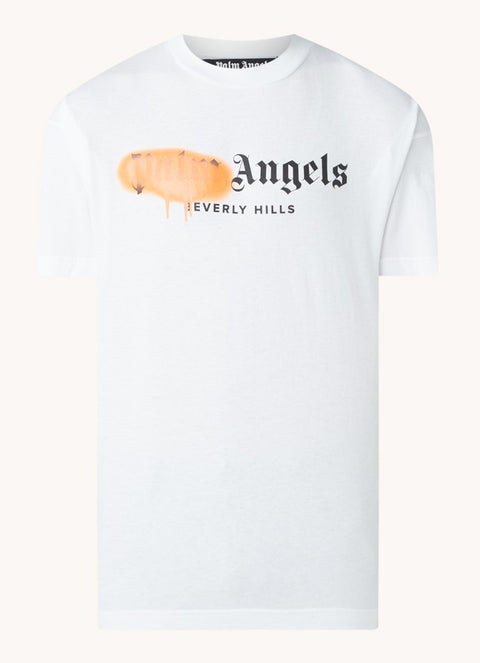 T-shirt PALM ANGELS sprayed Beverly Hills bianca