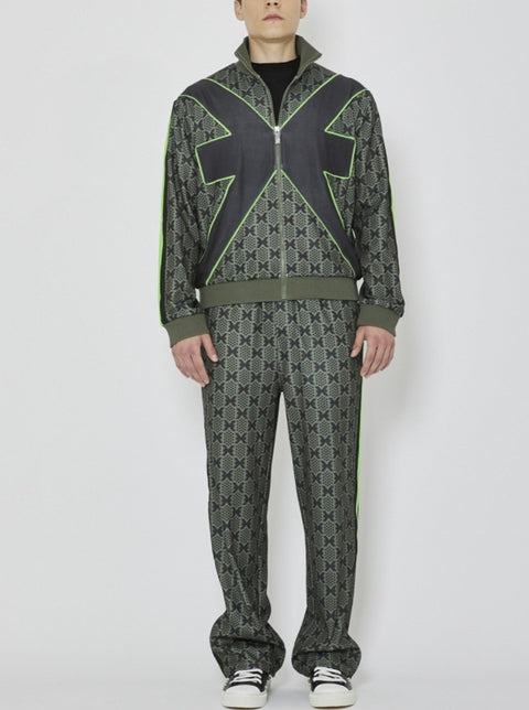 Completo tuta RICHMOND X felpa zip + pantalone verde/nero