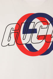 T-shirt GUCCI stampa logo interlocking G bianco sporco