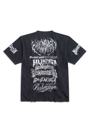 T-shirt BALENCIAGA Dyi Metal stampa logo large fit nero delavè