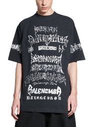 T-shirt BALENCIAGA Dyi Metal stampa logo large fit nero delavè