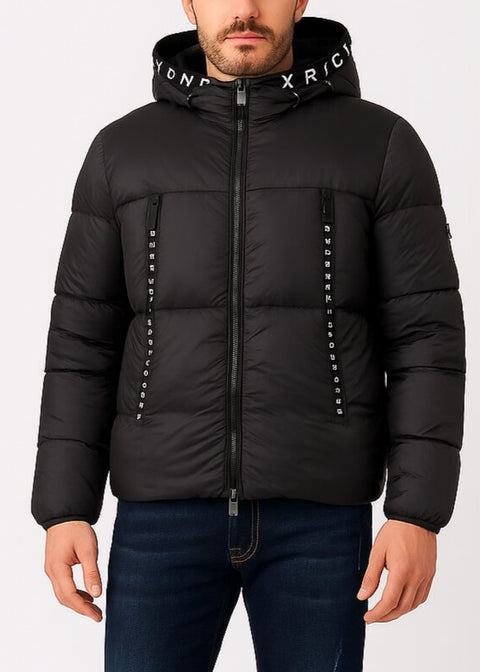 Piumino RICHMOND X con cappuccio inserti logo nero