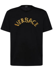 T-shirt VERSACE logo baroque ricamato nera