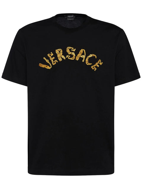 T-shirt VERSACE logo baroque ricamato nera