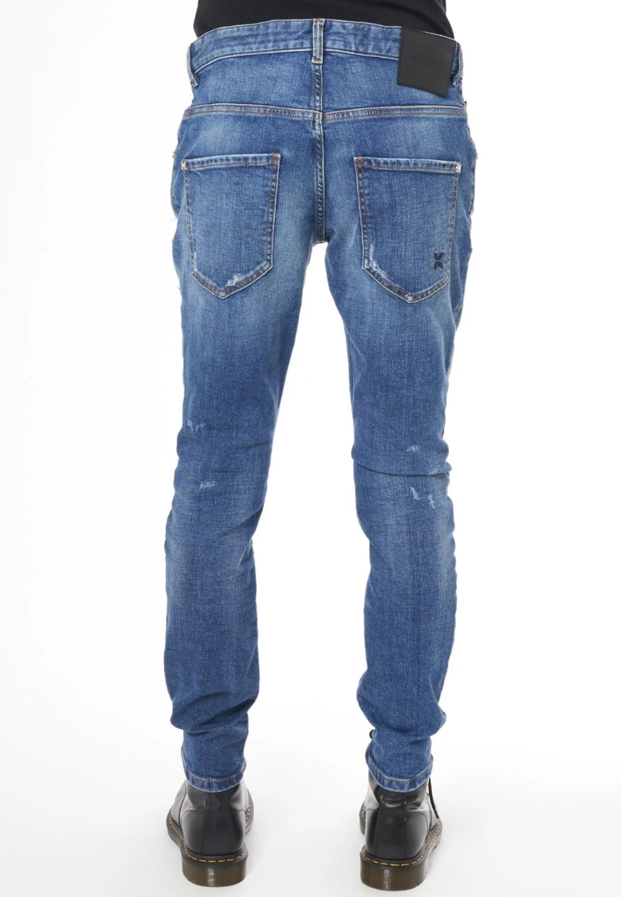 Jeansy RICHMOND X slim fit z przetarciami średni niebieski denim