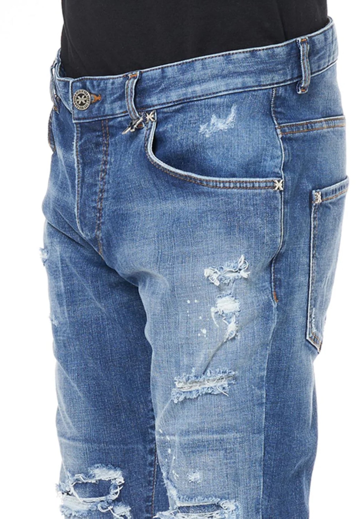 Jeansy RICHMOND X slim fit z przetarciami średni niebieski denim