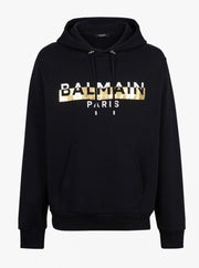 Felpa BALMAIN cappuccio logo foil nera