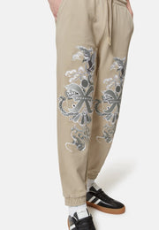 Pantalone tuta RICHMOND X jogger con ricami beige