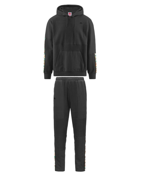 Completo tuta KAPPA 222 BANDA felpa cappuccio + pantalone in frech terry banda graphik grigia