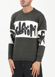Maglia DISCLAIMER in tricot con logo verde militare