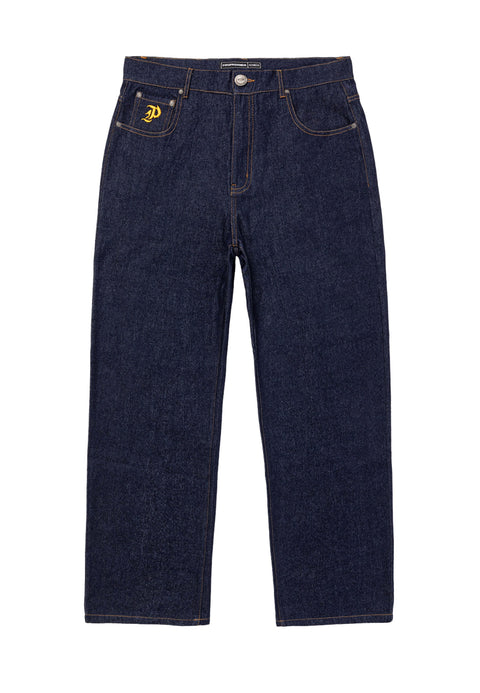 Jeans PROPAGANDA peak con ricamo in raw denim