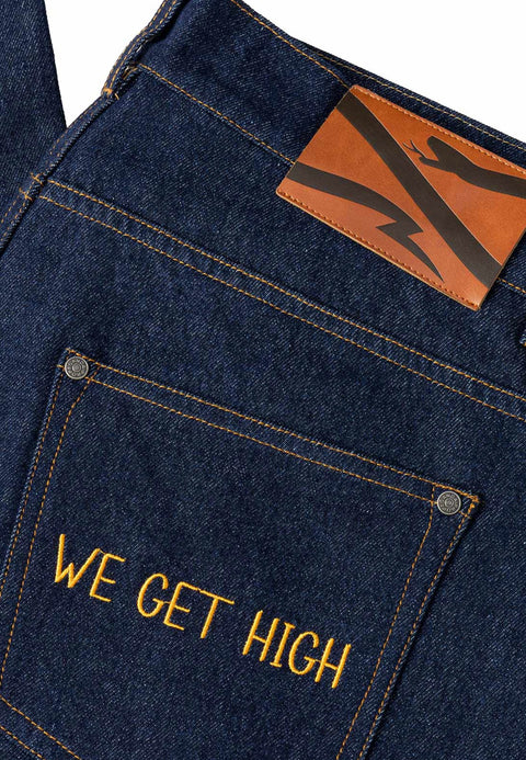 Jeans PROPAGANDA peak con ricamo in raw denim