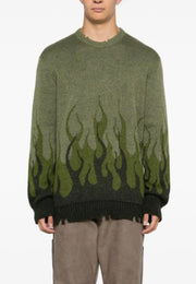 Maglione VISION OF SUPER jacquard con fiamme verde