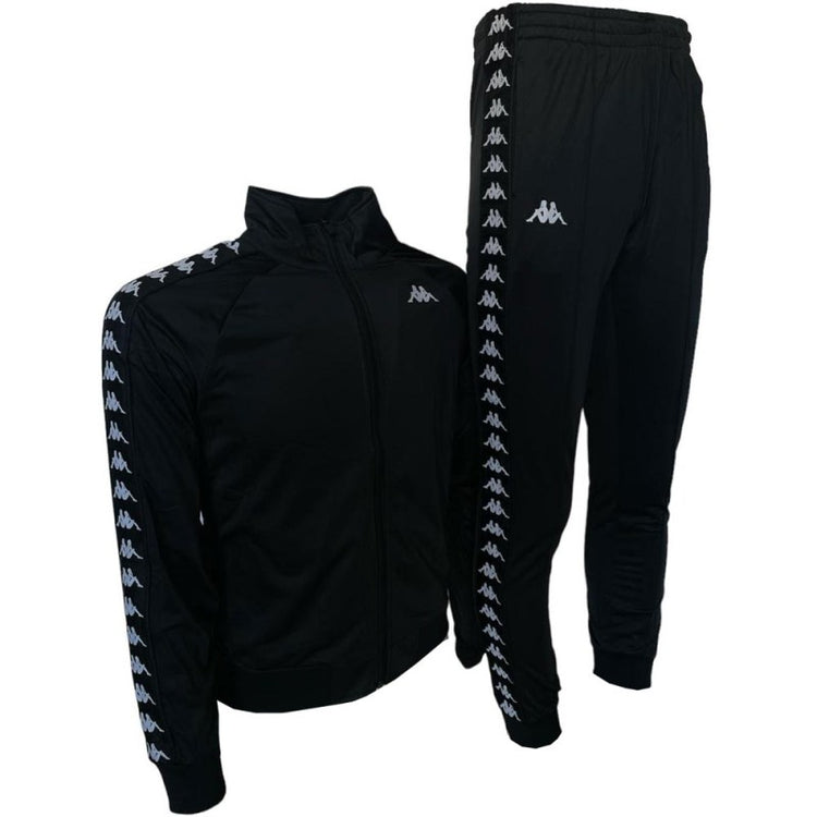 Kappa Pantaloni Rastoria Uomo Nero - Collezione 222 Band - Fit Aderente Con Fascia E Cerniere Alle Caviglie