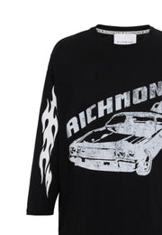 T-shirt RICHMOND X oversiz stampa auto fiamme nera