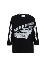 T-shirt RICHMOND X oversiz stampa auto fiamme nera