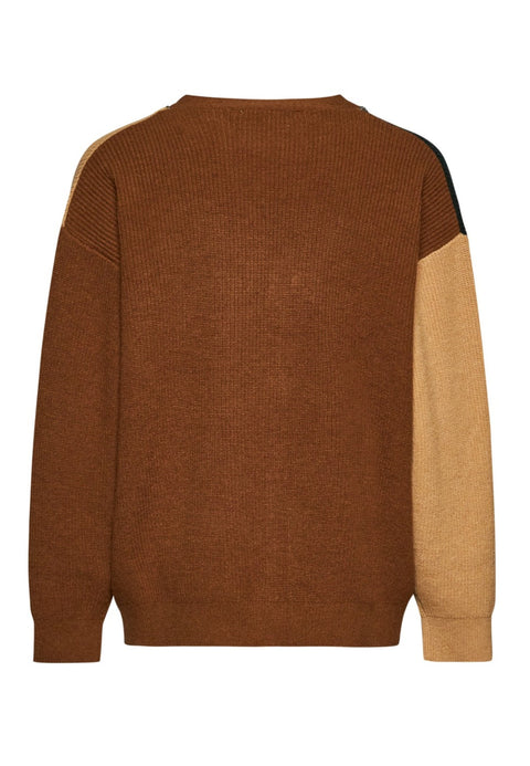 Maglione cardigan RICHMOND X doppia zip marrone/sabbia/nero