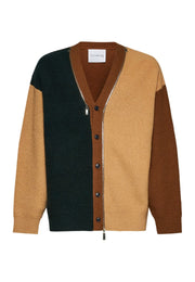 Maglione cardigan RICHMOND X doppia zip marrone/sabbia/nero