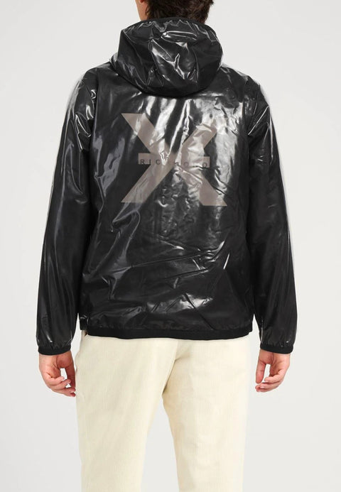 Giacca RICHMOND con cappuccio zip lucido nero