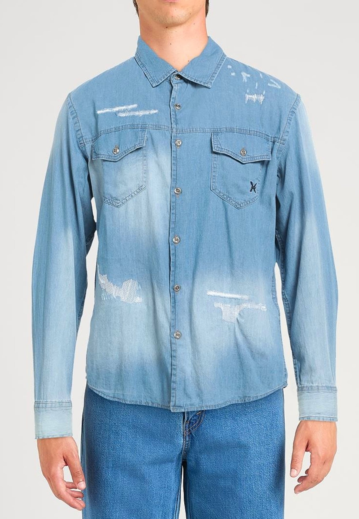 Koszula jeansowa RICHMOND X denim jasnoniebieska